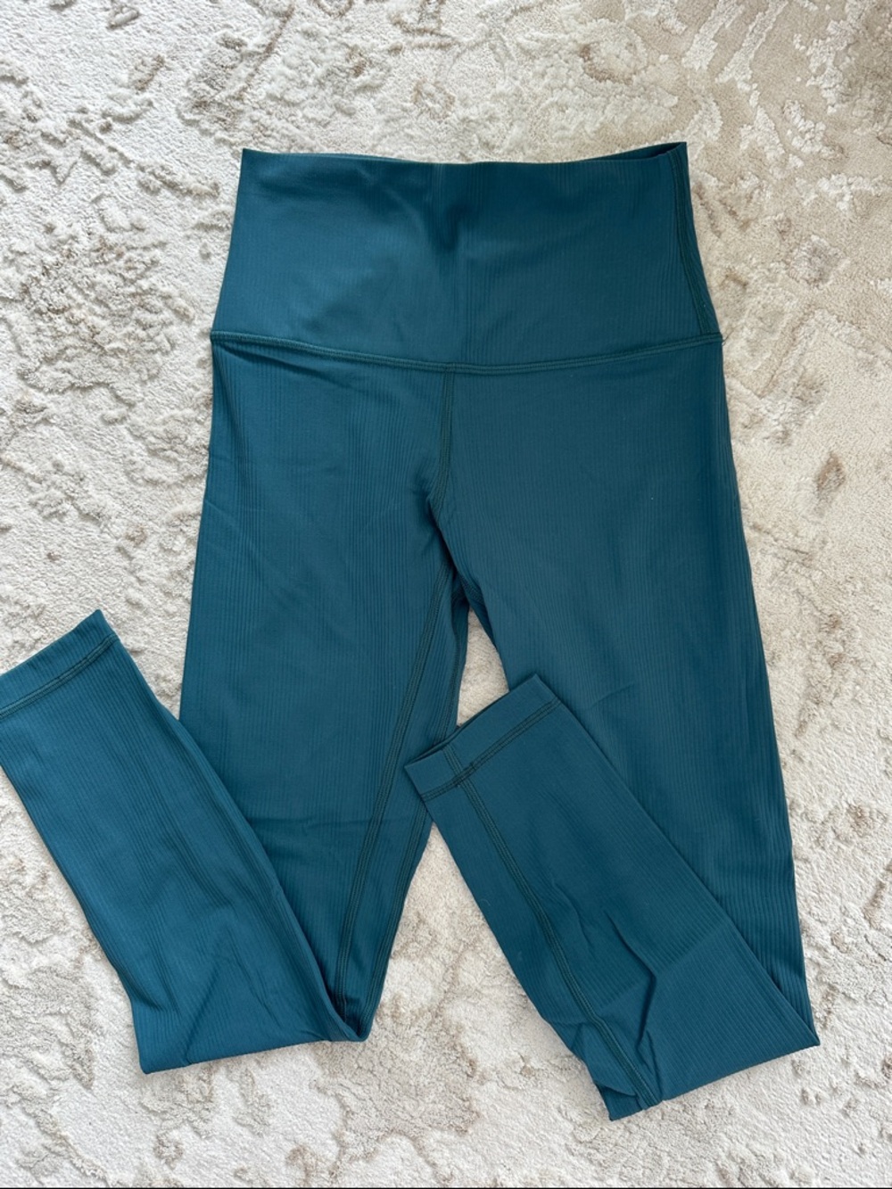 lululemon athletica Ribbed High-Waist Leggings in Teal Green